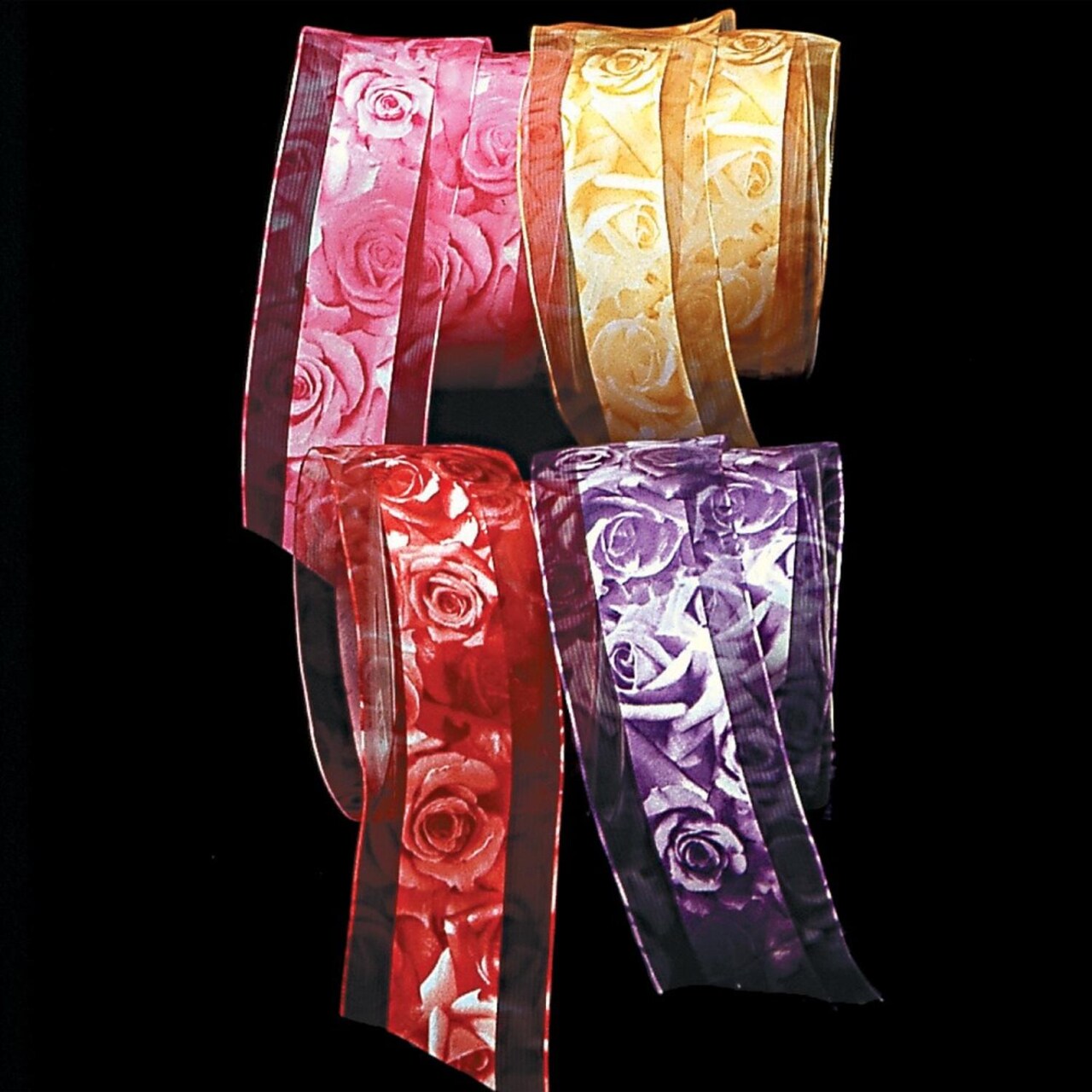 The Ribbon People Red Rose Satin and Organza Wired Craft Ribbon 2.5" x 27 Yards